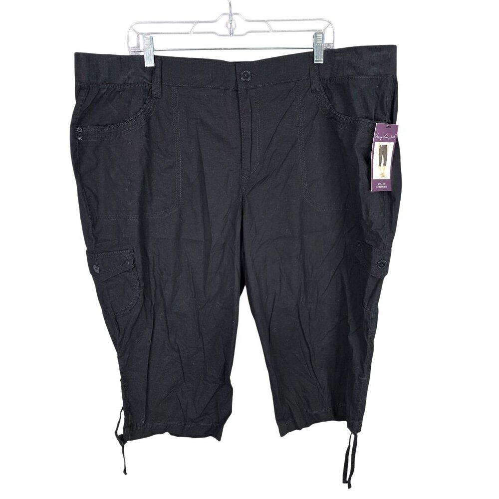 Womens Gloria Vanderbilt Black Lillie Skimmer Cargo Capris Pants Size 20W